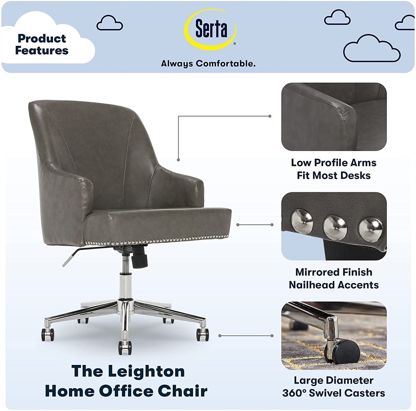 Memory Foam Office Chair with Adjustable Height-3