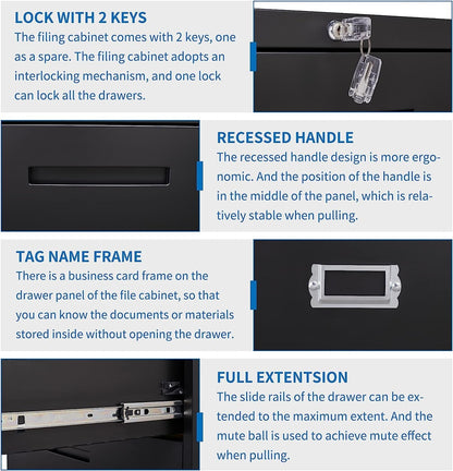 Lockable 4-Drawer Lateral File Cabinet for Office/Home-3