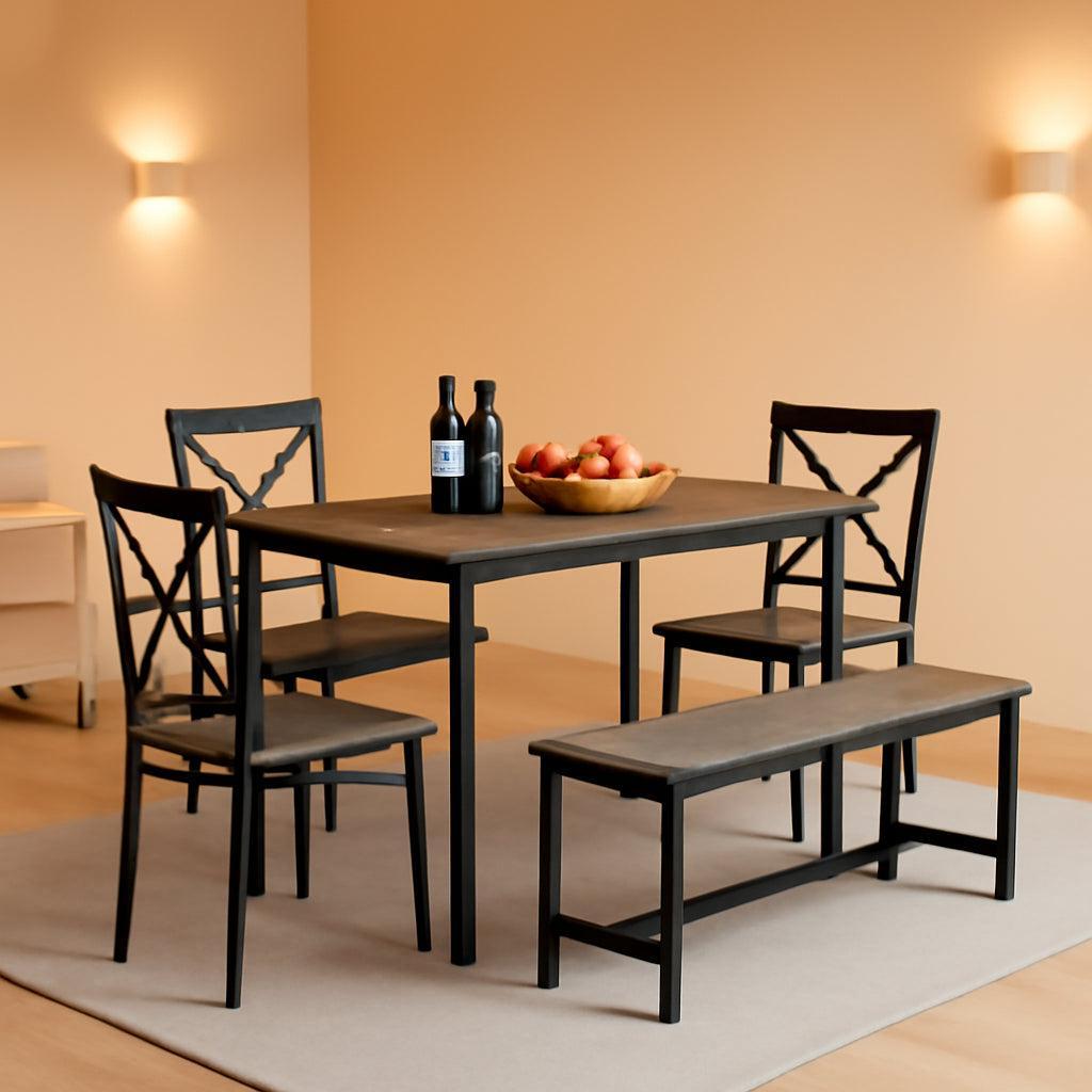 Gray 6 Piece Dining Set Easy Assembly Table Chairs Durable-0
