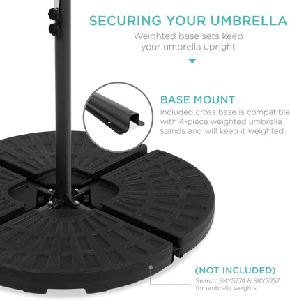 10Ft Offset Hanging Market Patio Umbrella W/Easy Tilt Adjustment, Polyester Shade, 8 Ribs for Backyard, Poolside, Lawn and Garden-4