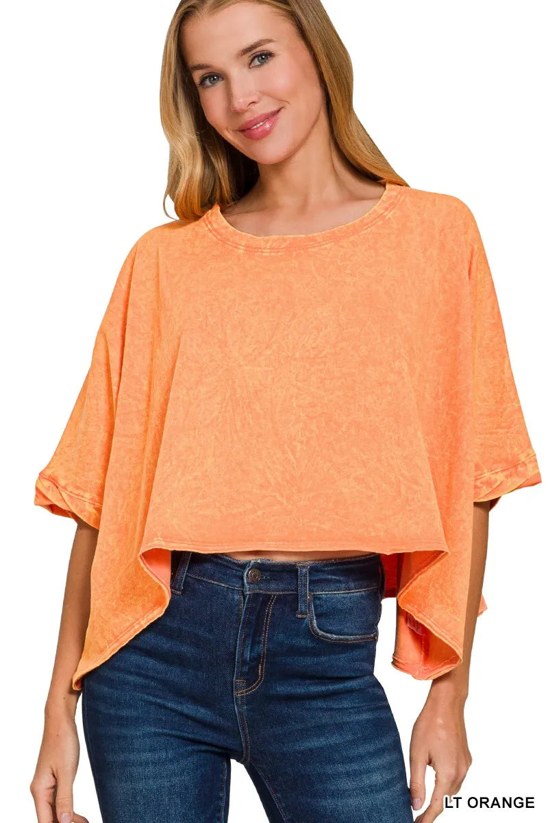 Zenana Premium Cotton Crinkle Wash Oversized T-Shirt