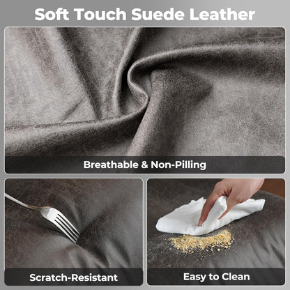 Ergonomic Home Office Chair, Mid-Century Modern Leather Chair with Lumbar Support, High Back Swivel Rolling Executive Chair, Comfy Task Computer Desk Chair (Dark Grey, Suede Leather)-4