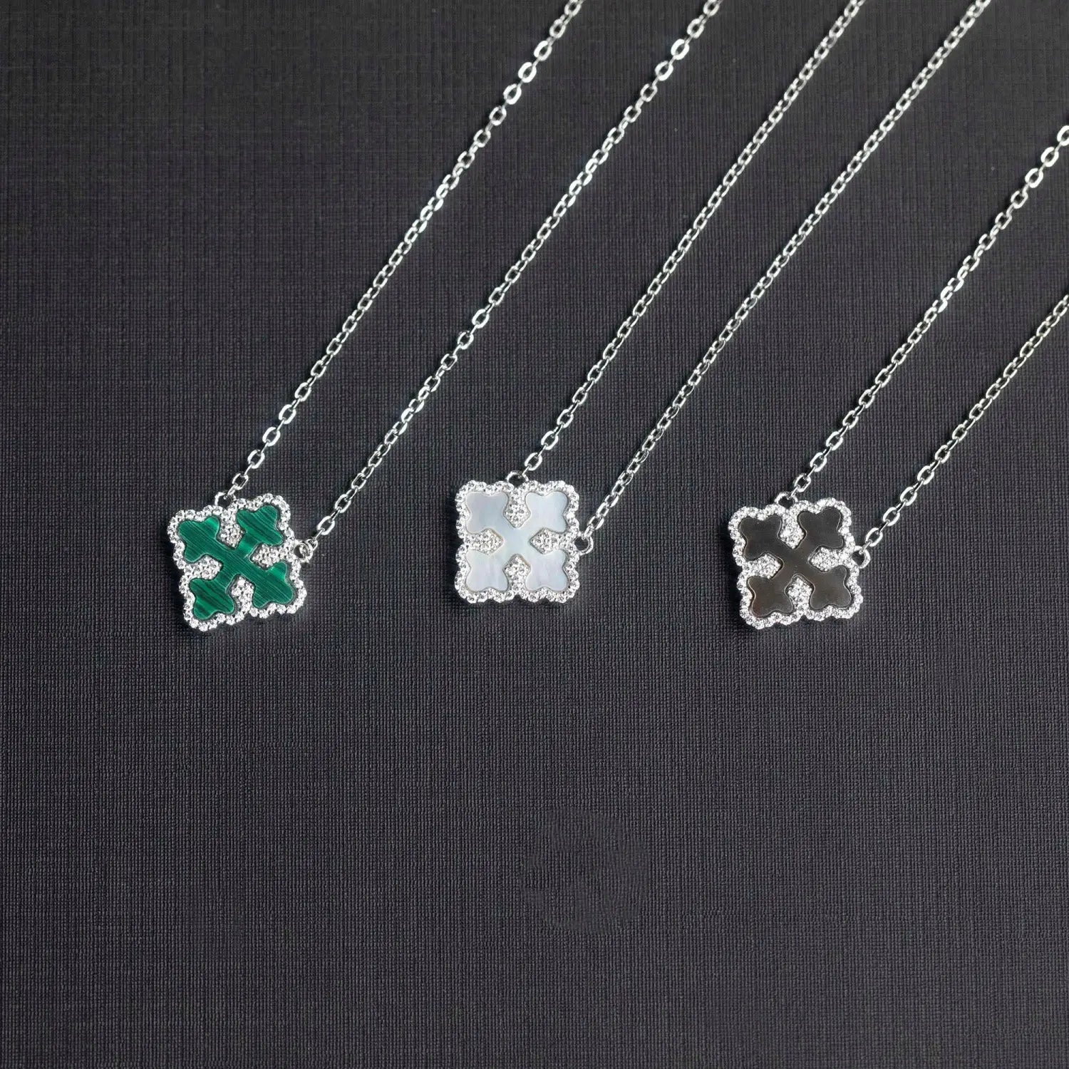 S925 Silver Necklace Fritillary Bud Clover Pendant Series
