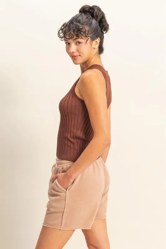 HYFVE Stretchy Ribbed Round Neck Sweater Tank