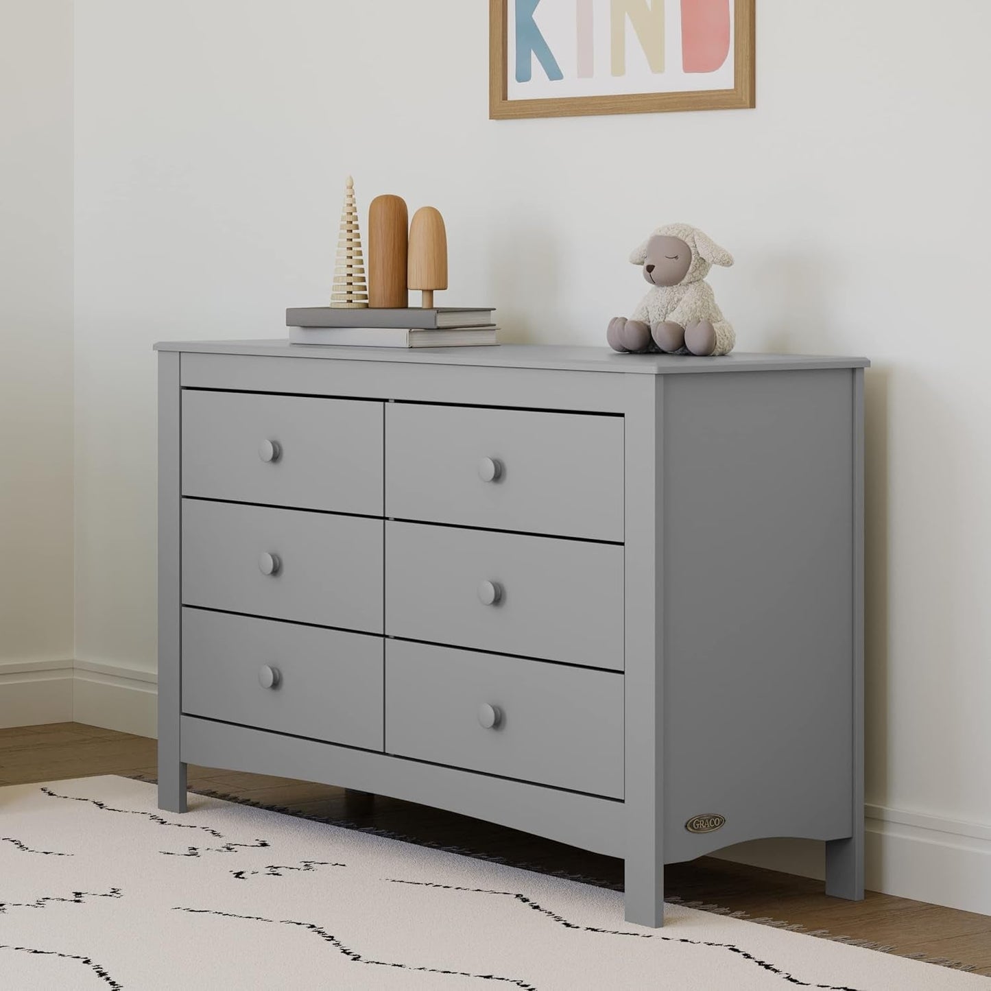 Pebble Gray 6 Drawer Double Dresser Nursery Kids-0