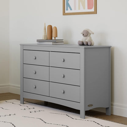 Pebble Gray 6 Drawer Double Dresser Nursery Kids-0