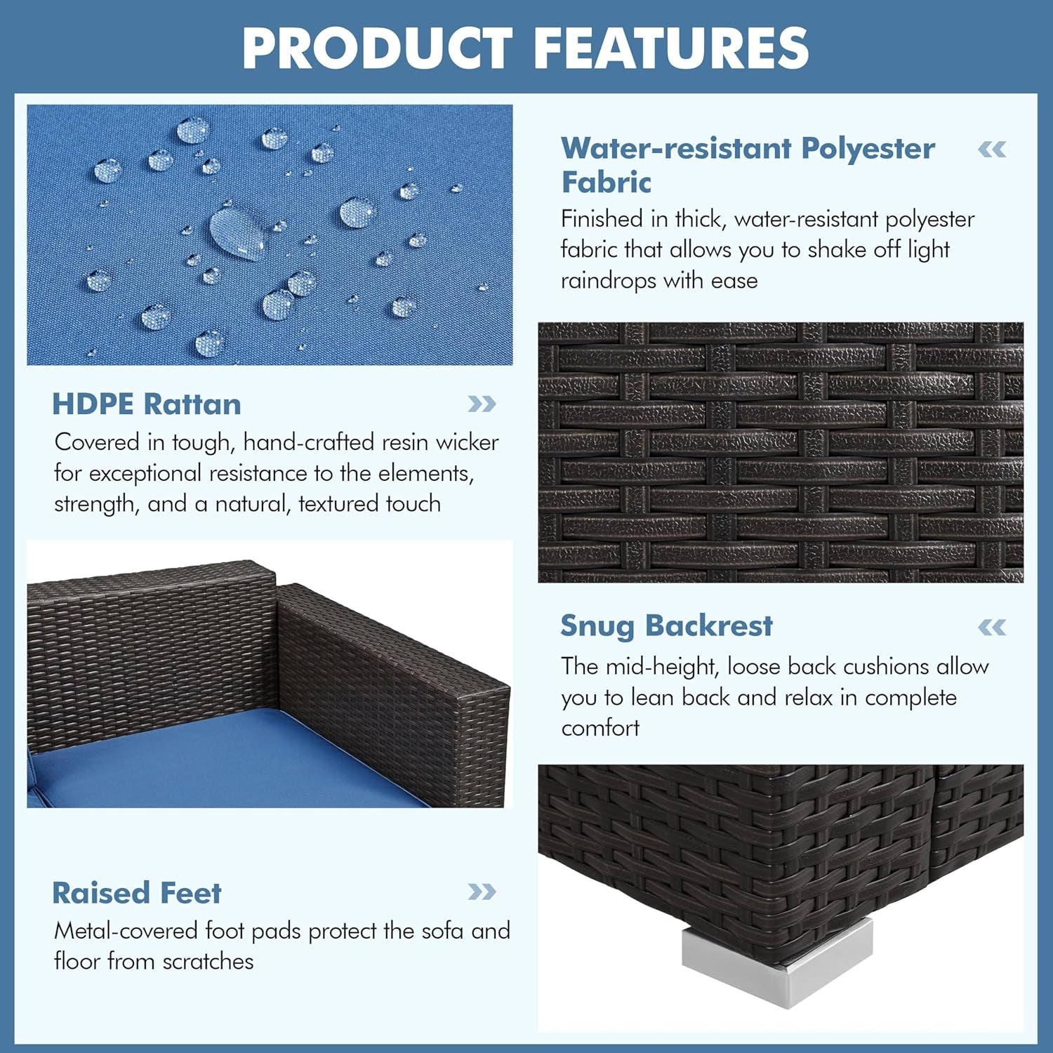 Outdoor Three-Seat Wicker Sofa with Deep Cushions and Pillows-4