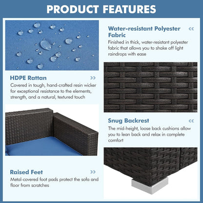 Outdoor Three-Seat Wicker Sofa with Deep Cushions and Pillows-4