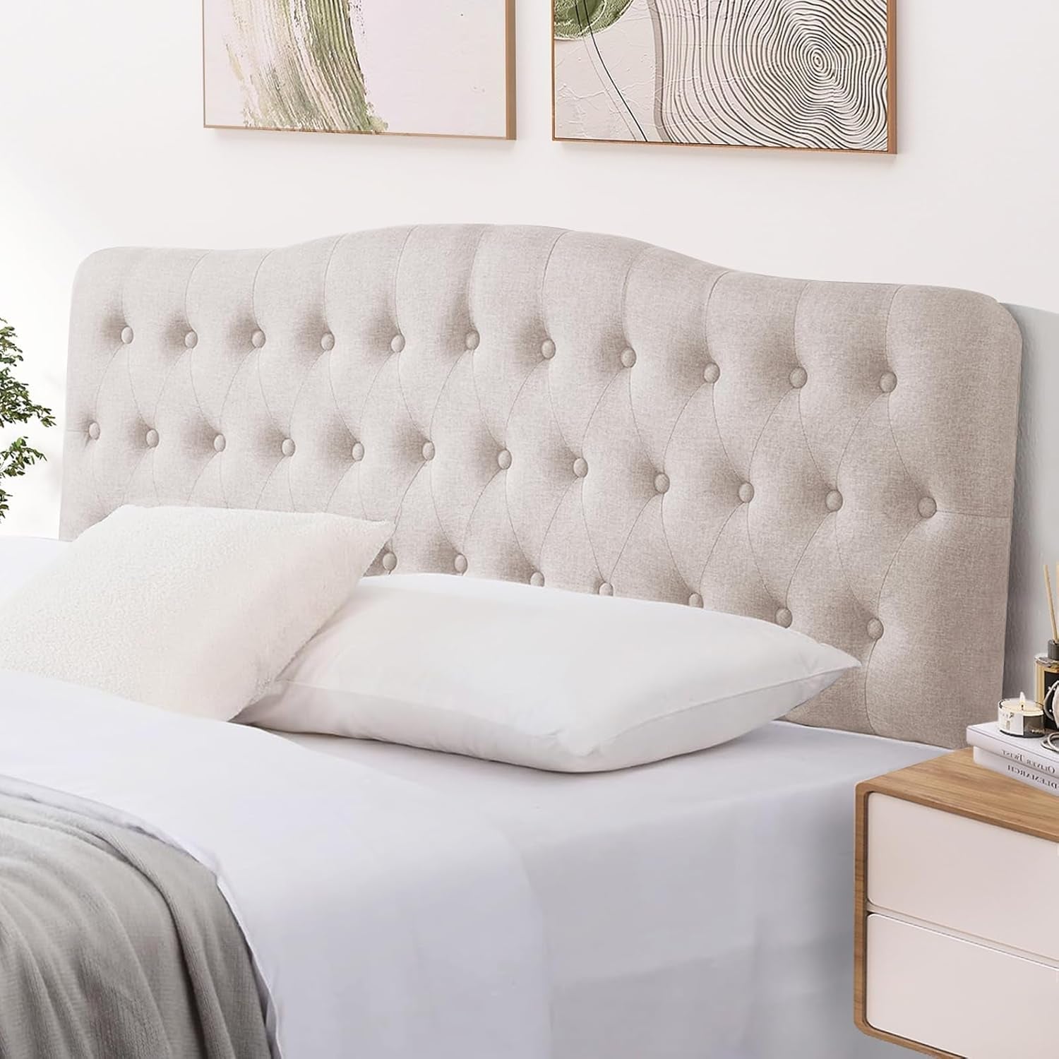 Upholstered Queen Headboard with Adjustable Height and Style-0