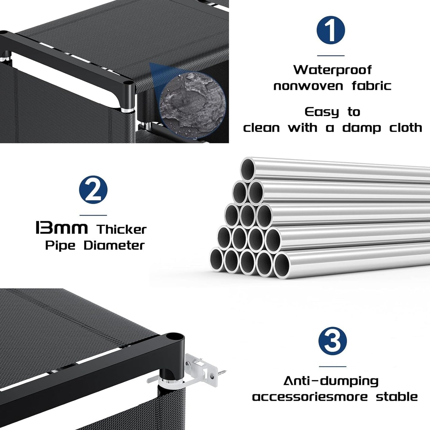 Bookcase, 18-Cube Extra Large Book Shelf, DIY Cube Storage Organizer for Bedroom, Living Room, Home Office - Black-4