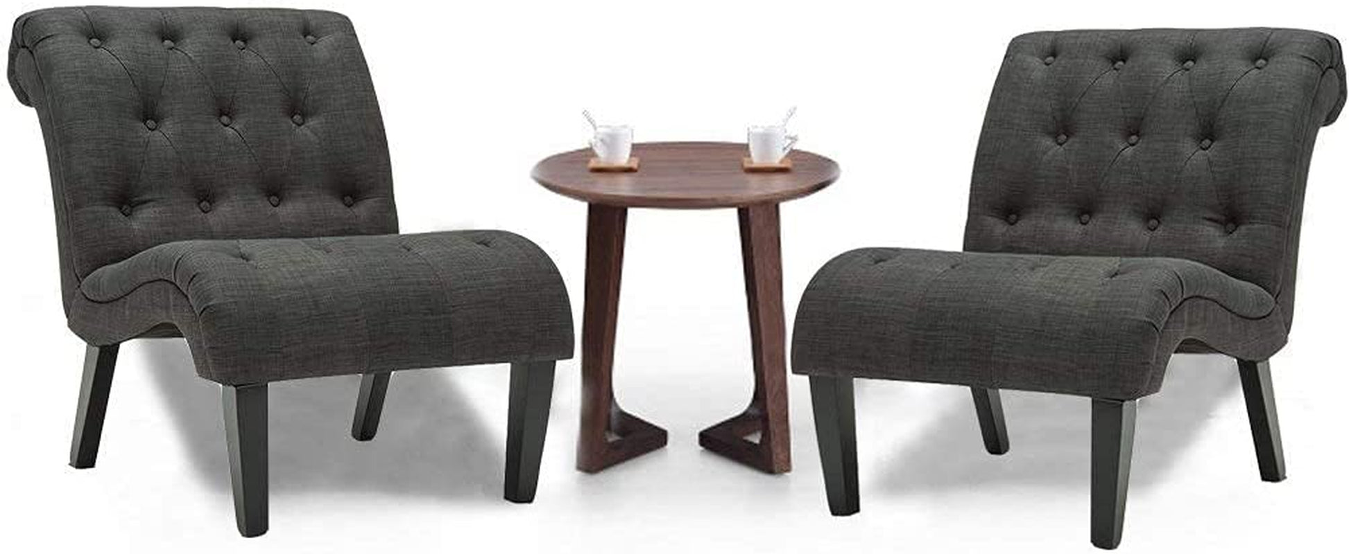 Set of 2 Button Tufted Slipper Chairs-1