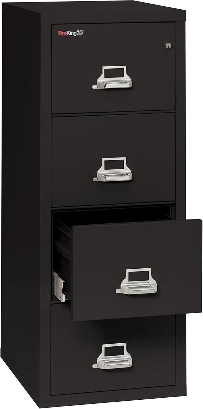 Vertical 4 Drawer Legal Fire Safe File Cabinet with Key Lock, 1 Hour Fire Rated, UL Rated & Water Resistant Home Safe, Made in the USA, Black-2