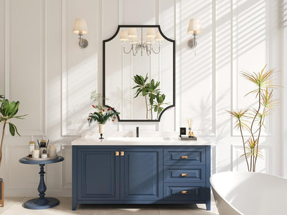 30"X40" Large Black Bathroom Mirror for Wall, Gold Scalloped Vanity Mirror Bevelled Framed Decorative Mirror for Master Bath Half Bath Entrance Hallway Fireplace Bedroom Living Room-3