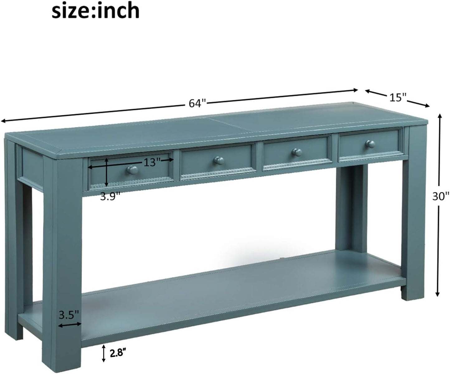Easy Assembly Blue Console Table with Drawers-2