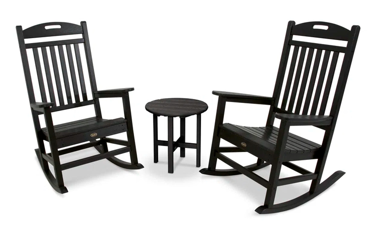 Three Piece Outdoor Rocker Set With Weatherproof Table-0