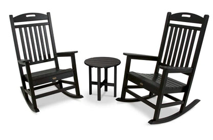 Three Piece Outdoor Rocker Set With Weatherproof Table-0