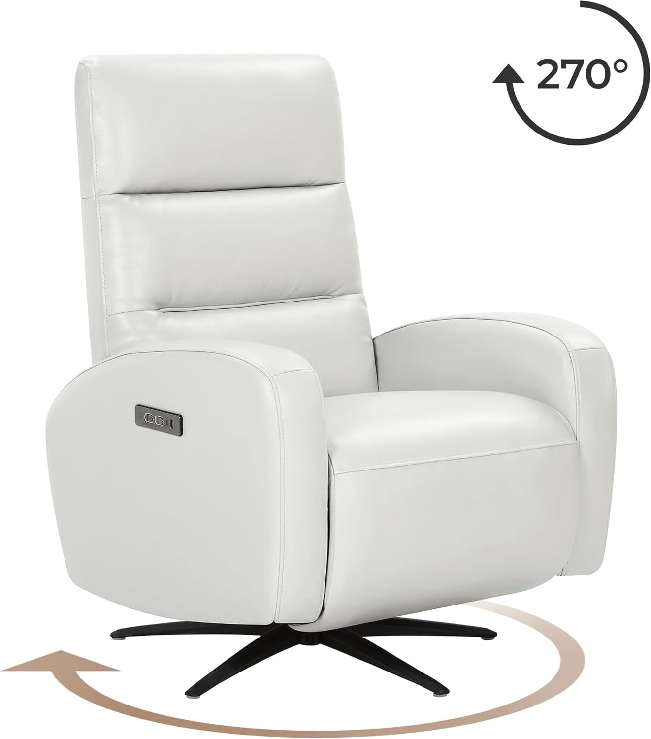 Light Grey Leather Power Swivel Recliner USB-C-4