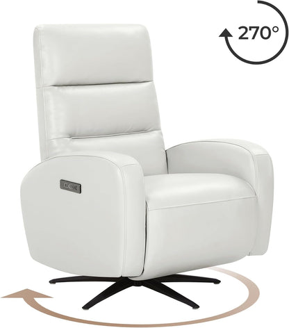 Light Grey Leather Power Swivel Recliner USB-C-4