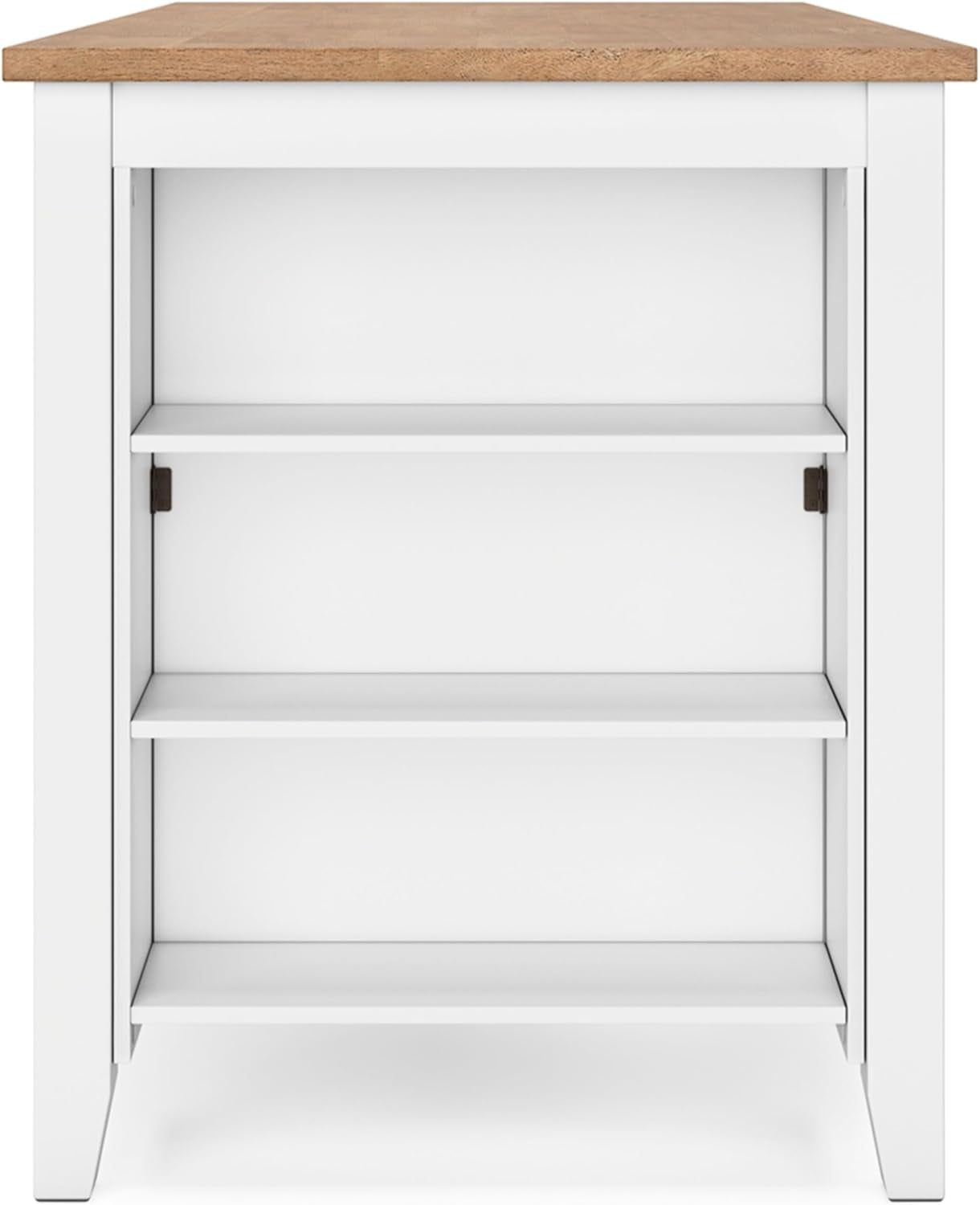 Gesthaven Farmhouse Counter Height Dining Table with 3 Shelves and Trestle Base, Light Brown & White-3