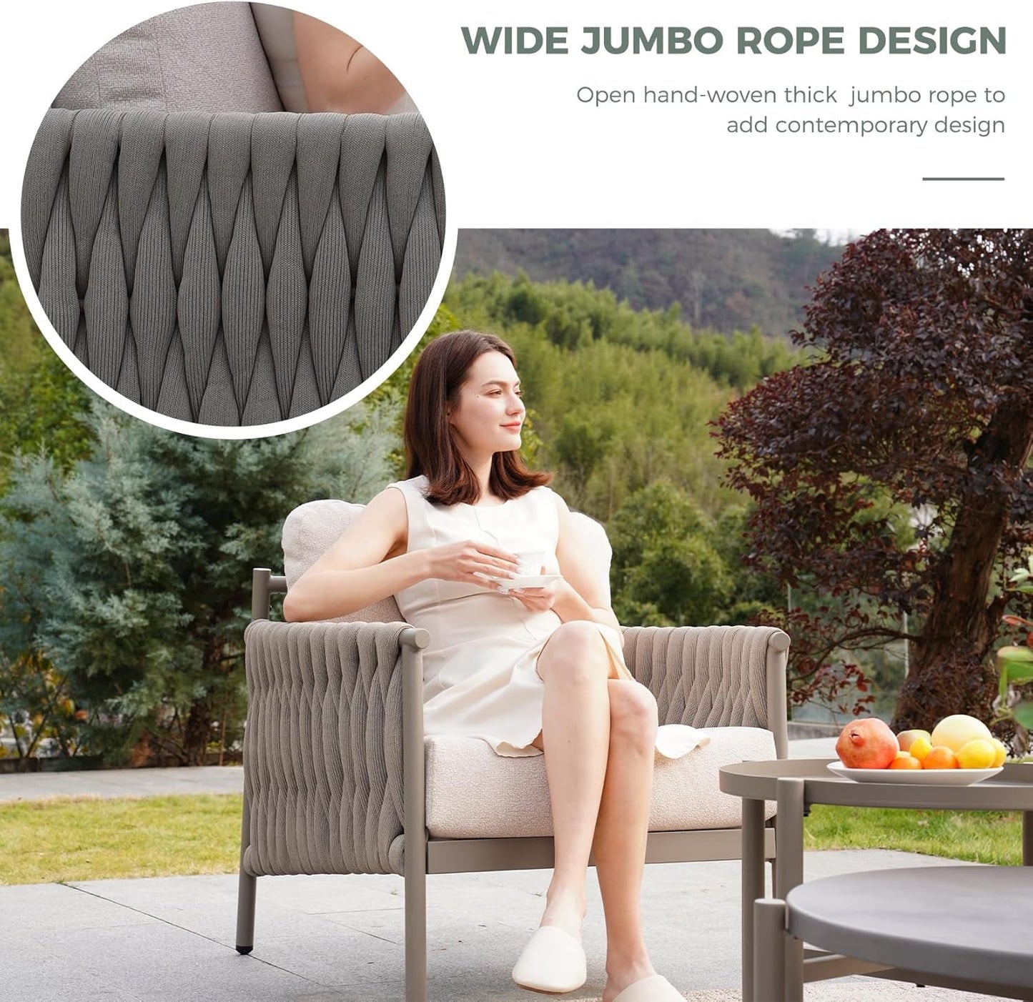 Modern 5-Piece Outdoor Sofa Set with Waterproof Cushions-1