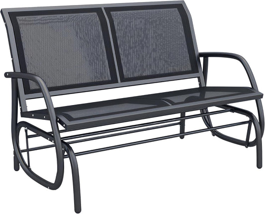 Two Person Outdoor Glider Bench with Steel Frame-0