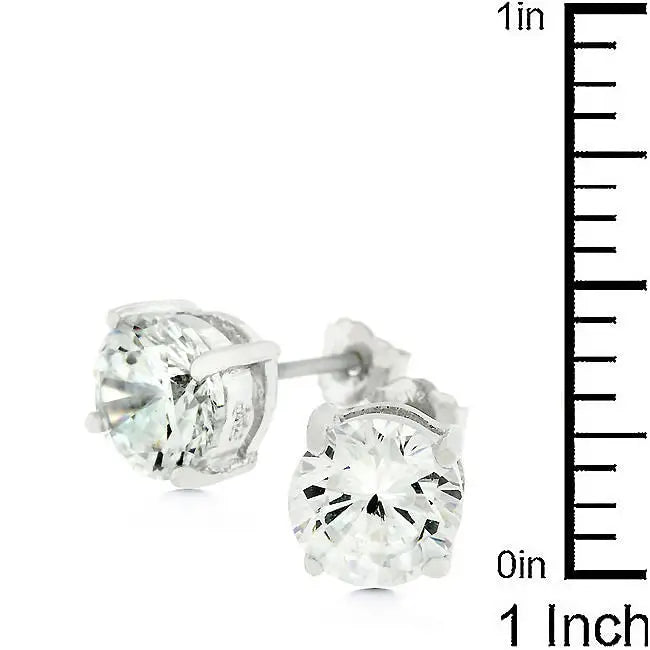 7mm Round Cut Stud Earrings - Earrings