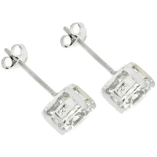 7mm Round Cut Stud Earrings - Earrings