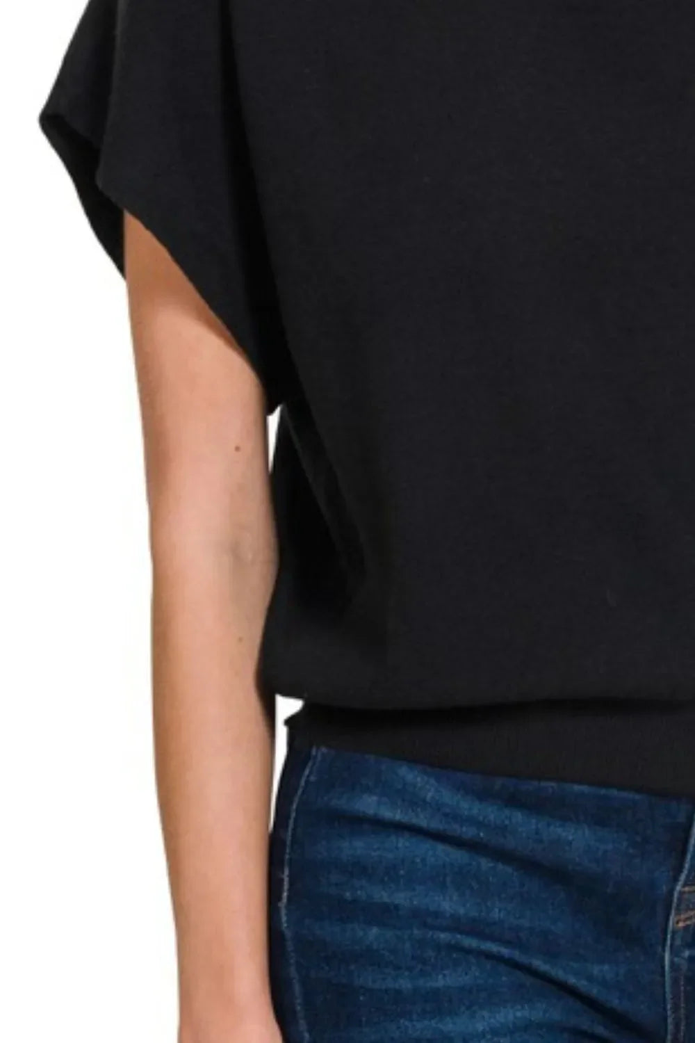 Zenana Round Neck Short Dolman Sleeve Sweater