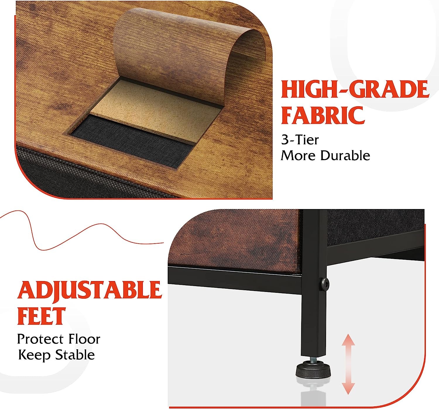 Rustic Brown 8 Drawer Fabric Dresser-1