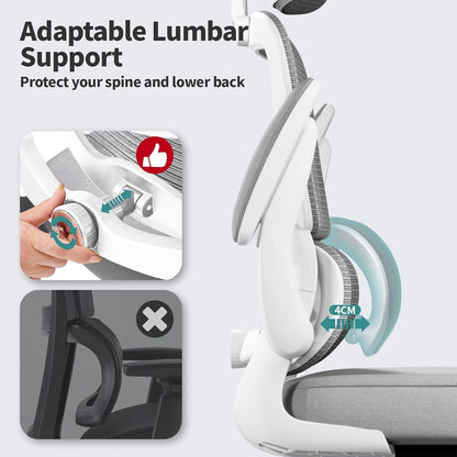 Office Chair Ergonomic Desk Chair, 330 LBS Home Mesh Office Desk Chairs with Wheels, Comfortable Gaming Chair, High Back Office Chair for Long Hours, Office Chair for Study and Work (Grey)-2