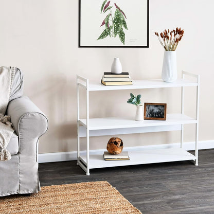 Jamestown Wide 3 Shelf Open Storage Bookshelf Scandinavian White and White Metal-3