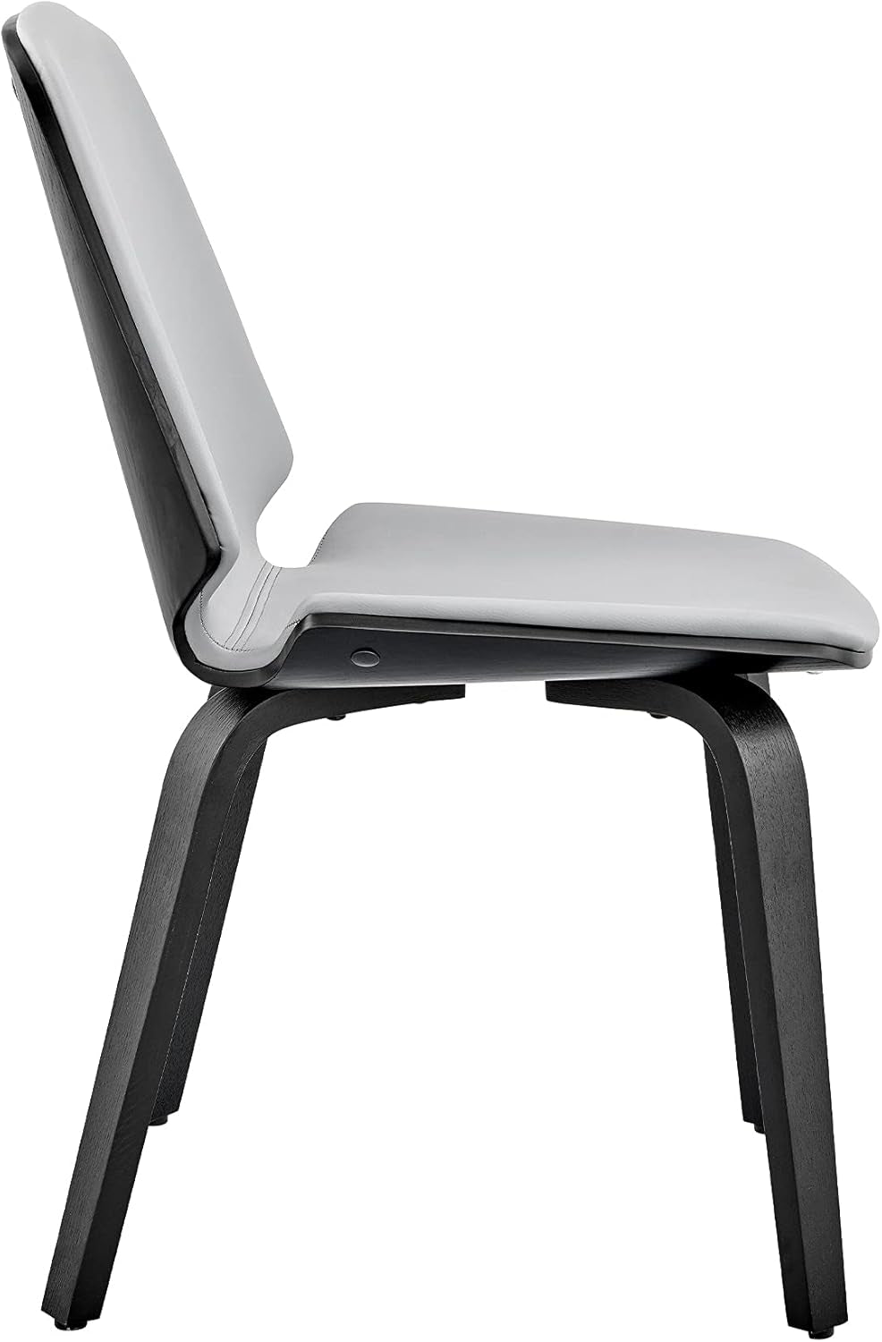 Brinley Mid Century Modern Gray Faux Leather and Black Wood Dining Room Accent Side Chair for Kitchen Table Desk Vanity-4