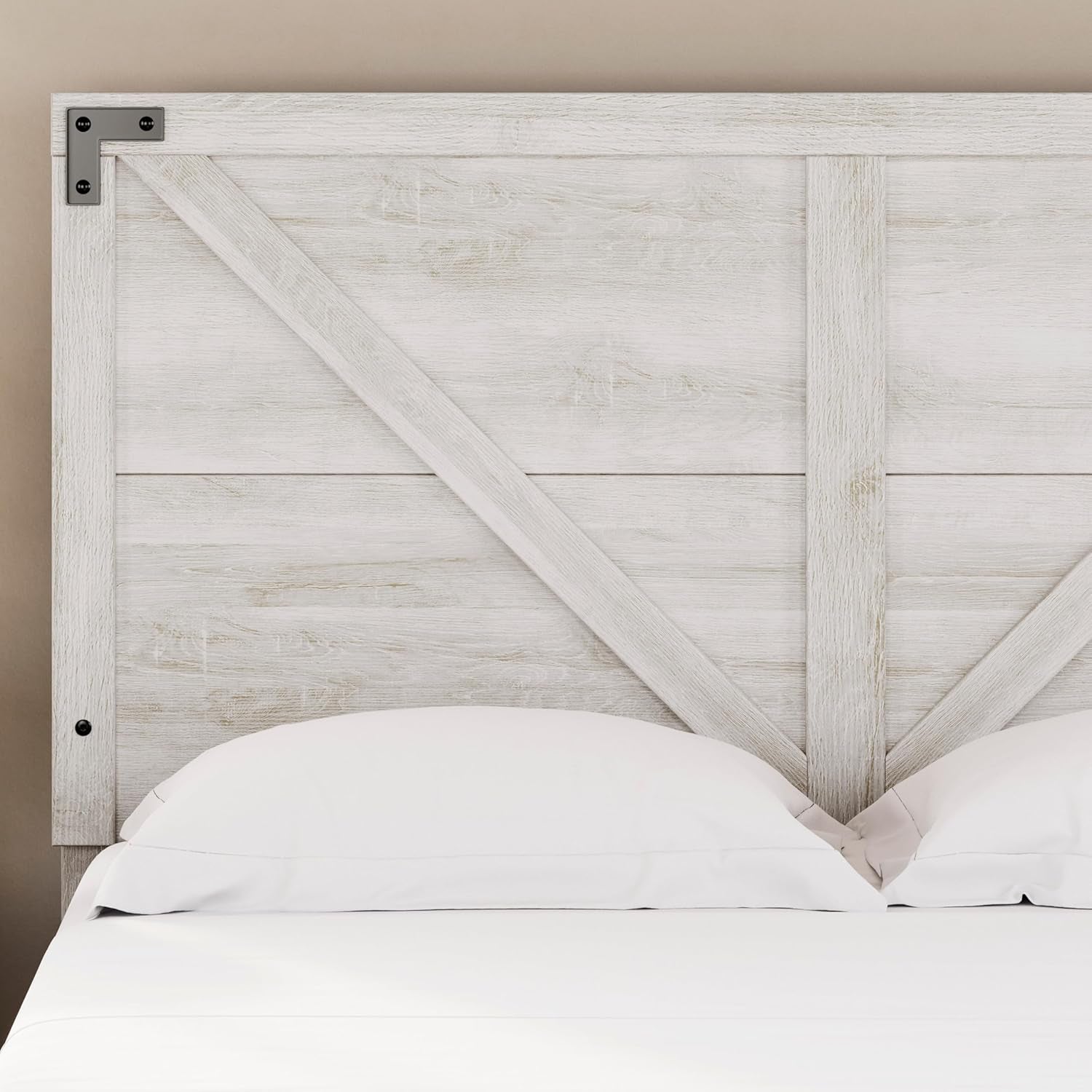 Modern Farmhouse Queen Headboard with Crossbuck Styling-2