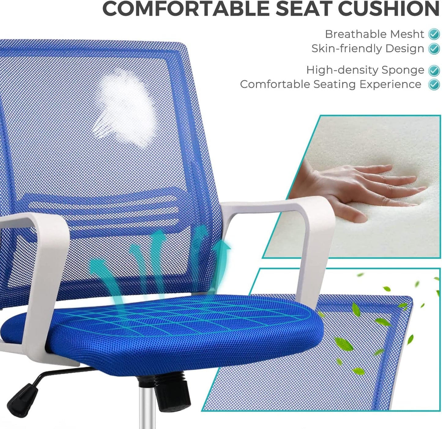 Pink Ergonomic Office Chair with Wheels and Support-3