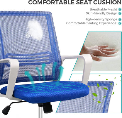 Pink Ergonomic Office Chair with Wheels and Support-3