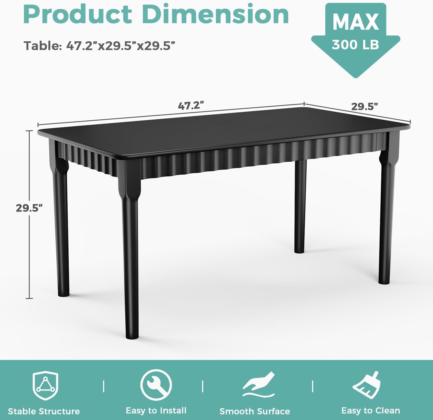 Solid Wood Dining Table For 4 Mid Century Oak Farmhouse-2