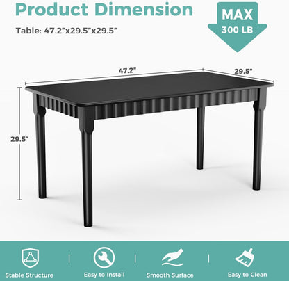 Solid Wood Dining Table For 4 Mid Century Oak Farmhouse-2