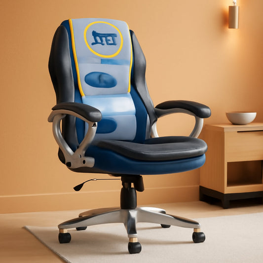 Executive Office Padded Arms, Adjustable Ergonomic Gaming Desk Chair with Lumbar Support, Faux Leather and Mesh, Black/Blue-0