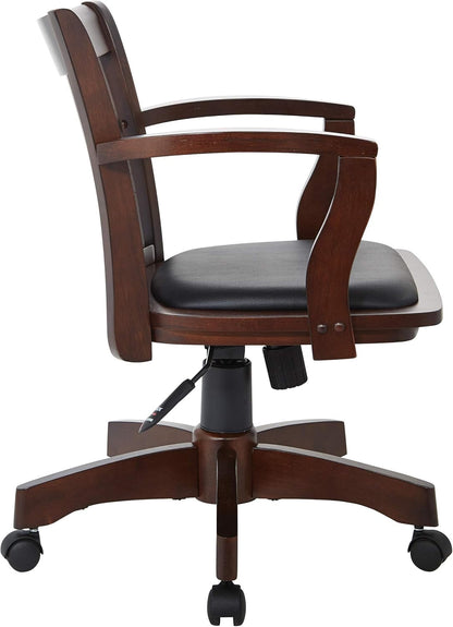 OSP Home Furnishings Deluxe Wood Banker'S Desk Chair with Padded Seat, Adjustable Height and Locking Tilt, Espresso Finish and Black Vinyl-3