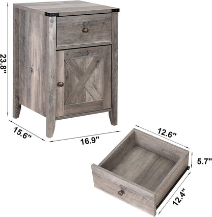 Barnwood Rustic Nightstand, Grey-2