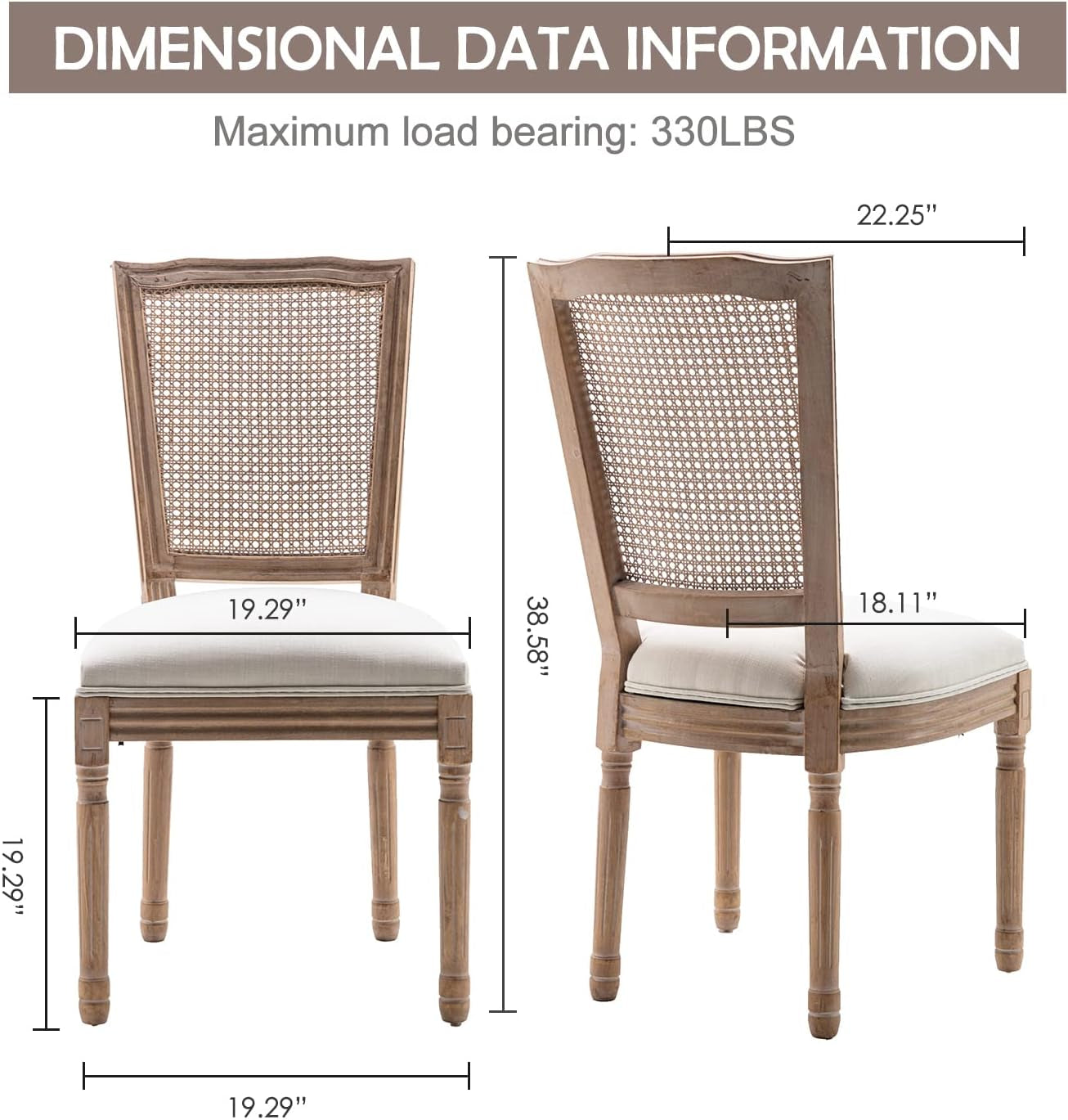 French Dining Chairs Set of 4, Louis Dining Chairs with Square Backrest and Exquisitely Carved Solid Wood Frame for Living Room, Kitchen, Restaurant-1