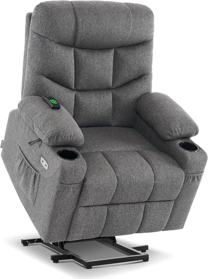Power Lift Recliner Chair with Extended Footrest for Elderly People, Fabric 7287 (Dark Gray, Medium-Regular)-0