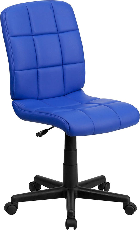 Clayton Mid-Back Blue Quilted Vinyl Swivel Task Office Chair-0