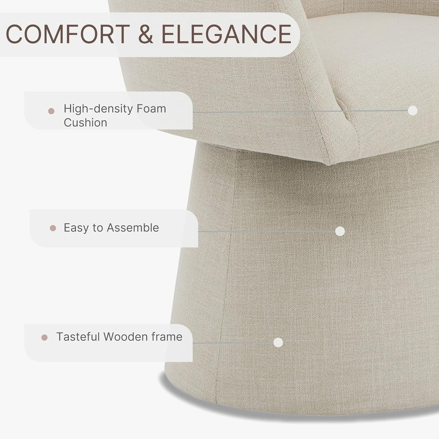 Swivel Dining Chairs Modern Accent Armchair Side Deskchair for Diningroom Vanity Bedroom Livingroom Reading Room,Linen,4 PCS-4