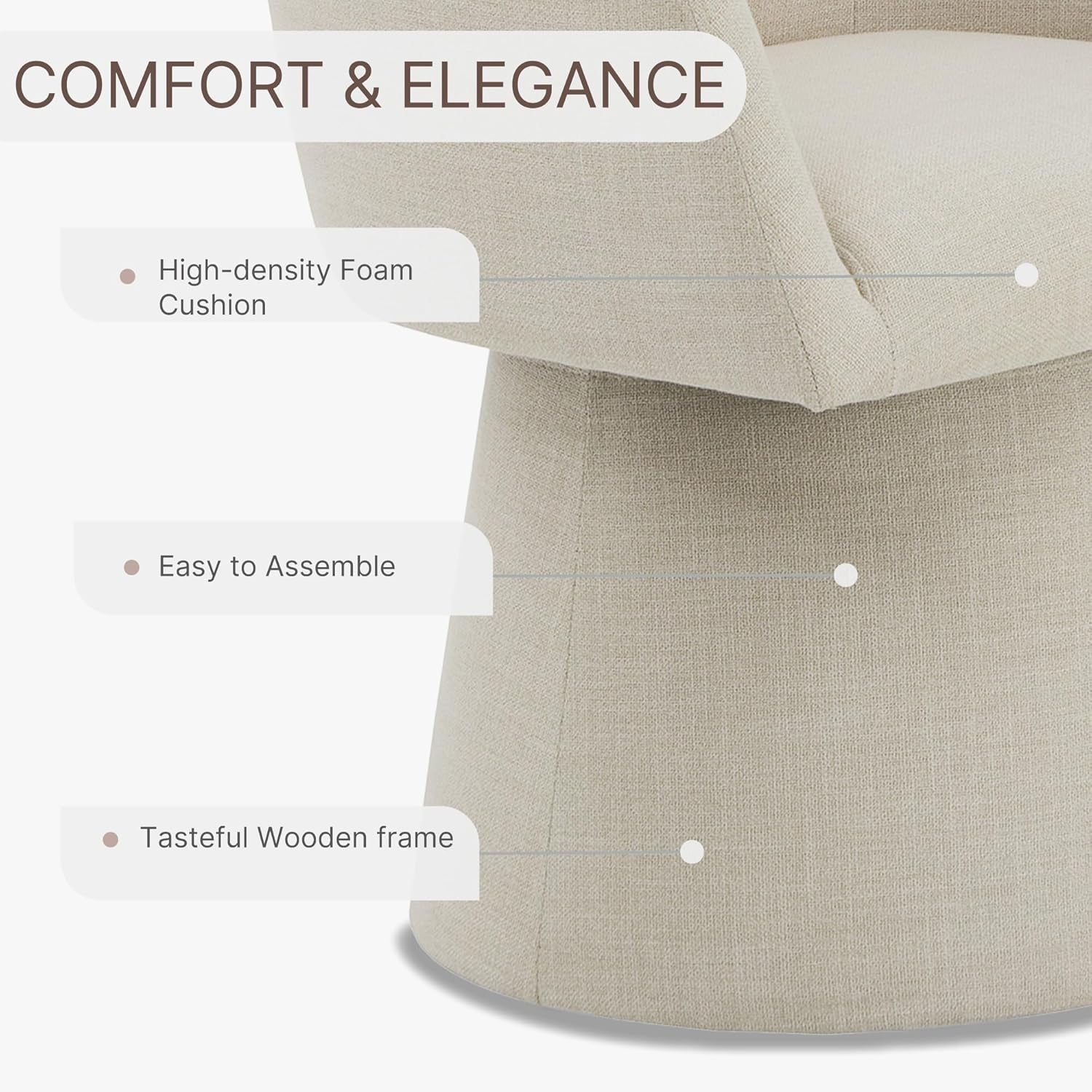 Swivel Dining Chairs Modern Accent Armchair Side Deskchair for Diningroom Vanity Bedroom Livingroom Reading Room,Linen,4 PCS-4