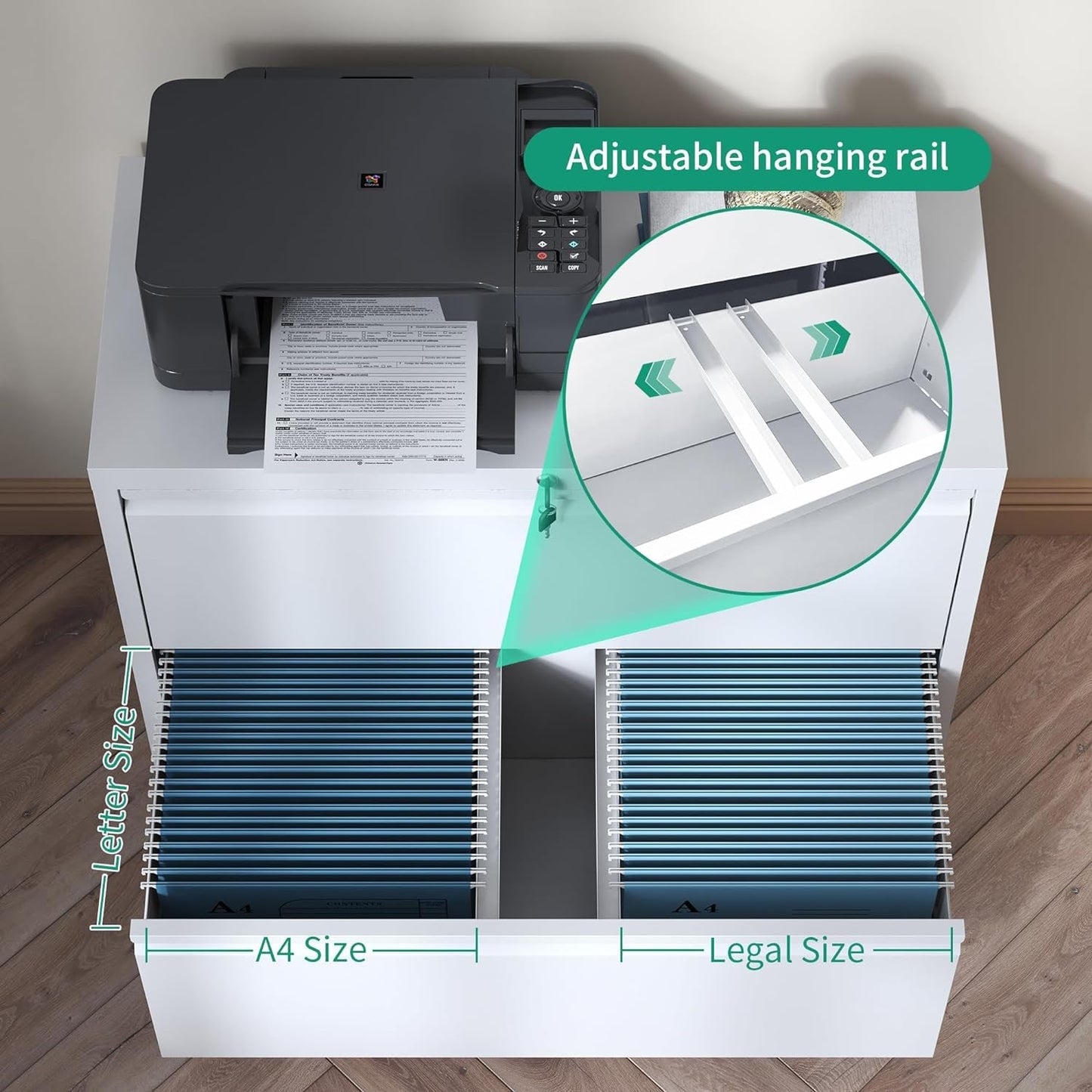 Lateral File Cabinets with Drawer,Metal Lateral Filing Cabinet for Home Office,Wide Steel Storage Cabinet Commercial Drawer Cabinet for Legal/Letter/A4 Size Files-3