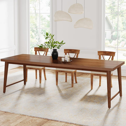 78.7 Inch Walnut Dining Table With Metal Legs Mid Century-2