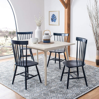 Home Collection Parker Farmhouse Navy Blue Windsor Spindle Solid Wood Dining Chair Set of 2-2