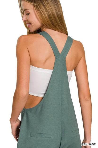 Zenana Woven Knot Strap Overalls