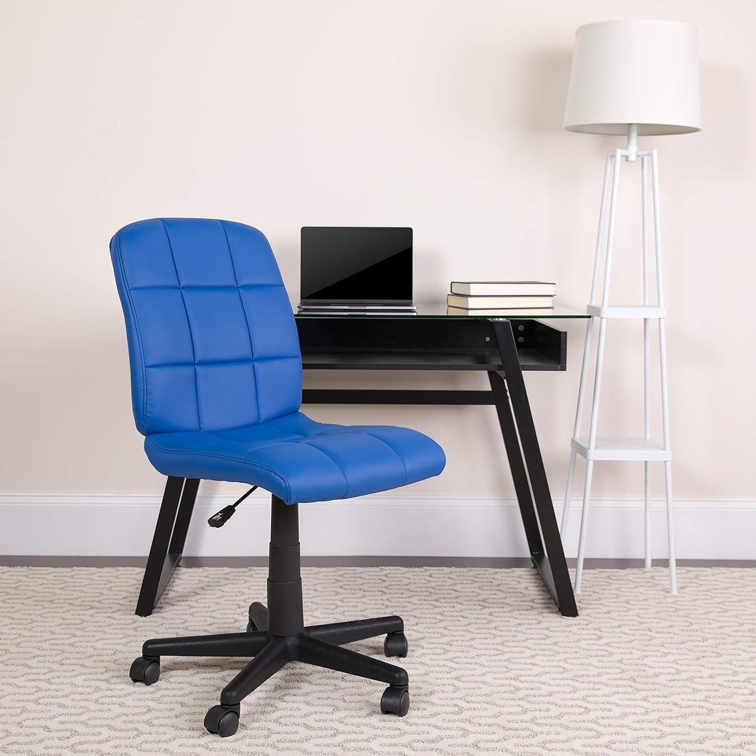 Clayton Mid-Back Blue Quilted Vinyl Swivel Task Office Chair-1